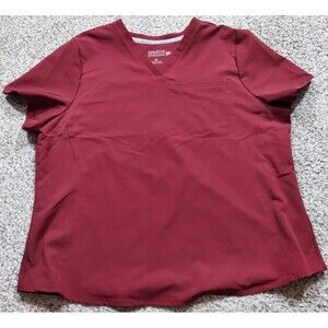 Fabletics Vital Scrub Top Women's Size 2X One Pocket Burgundy Medical Nurse